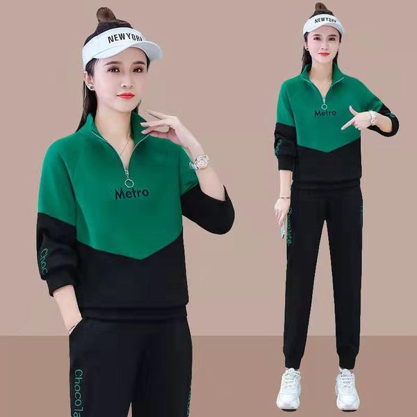 women's two piece pants one-piece/suit fashion casual suit women 2021 spring and autumn models standup collar loose sports sweater two-, White
women's two piece pants one-piece/suit fashion casual suit women 2021 spring and autumn models standup collar loose sports sweater two-, White