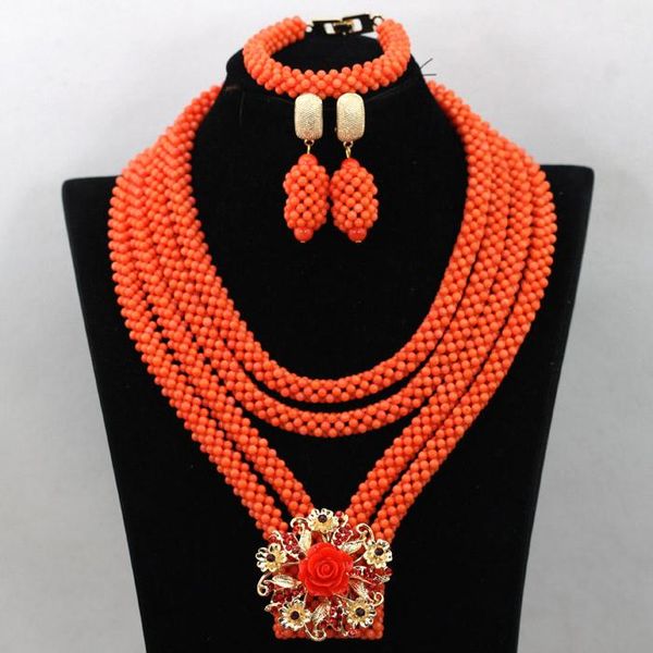 earrings & necklace charming african orange coral bridal set nigerian handmade chunky wedding bride anniversary jewelry sets qw357, Silver 
earrings & necklace charming african orange coral bridal set nigerian handmade chunky wedding bride anniversary jewelry sets qw357, Silver