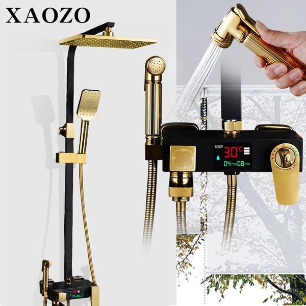 bathroom brass shower set black gold white digital display rain themostatic mixer with hand system faucet rainfall sets
bathroom brass shower set black gold white digital display rain themostatic mixer with hand system faucet rainfall sets