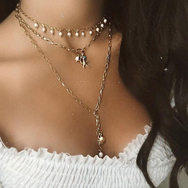 pendant necklaces 3 pcs/set bohemian women starfish pearl shell clavicle chain multilayer gold necklace set charm dance jewelry, Silver
pendant necklaces 3 pcs/set bohemian women starfish pearl shell clavicle chain multilayer gold necklace set charm dance jewelry, Silver