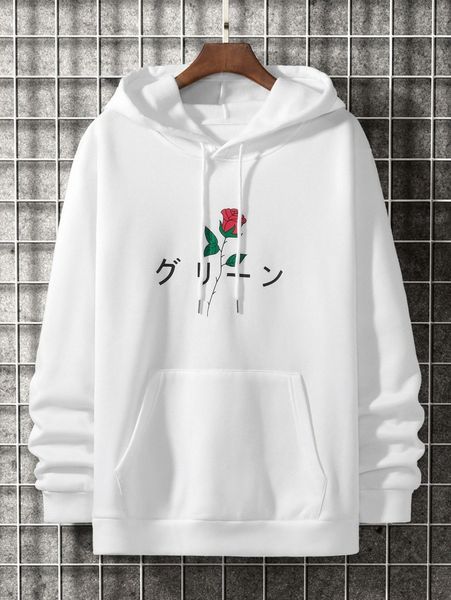 men rose & japanese letter graphic kangaroo pocket drawstring thermal hoodie z6os#, Black
men rose & japanese letter graphic kangaroo pocket drawstring thermal hoodie z6os#, Black