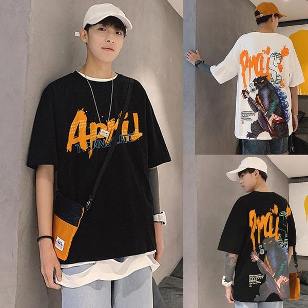 men's t-shirts 2021 summer est young polyester short sleeve t-shirt cartoon animation loose oversize streetwear, White;black
men's t-shirts 2021 summer est young polyester short sleeve t-shirt cartoon animation loose oversize streetwear, White;black