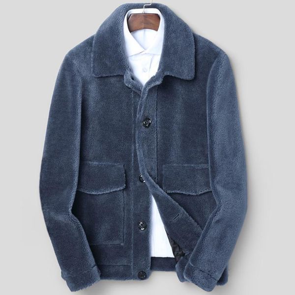 men's leather & faux real fur coat winter jacket men sheep shearling 100% wool clothes 2021 vintage baseball erkek mont lsy088193, Black
men's leather & faux real fur coat winter jacket men sheep shearling 100% wool clothes 2021 vintage baseball erkek mont lsy088193, Black