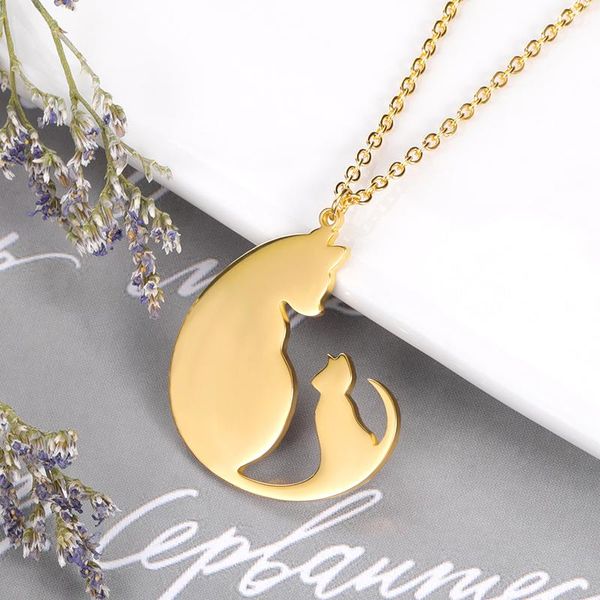 cat necklace for child cute big and kitten choker stainless steel pendant mom's child's gift warm family jewelry necklaces, Silver
cat necklace for child cute big and kitten choker stainless steel pendant mom's child's gift warm family jewelry necklaces, Silver