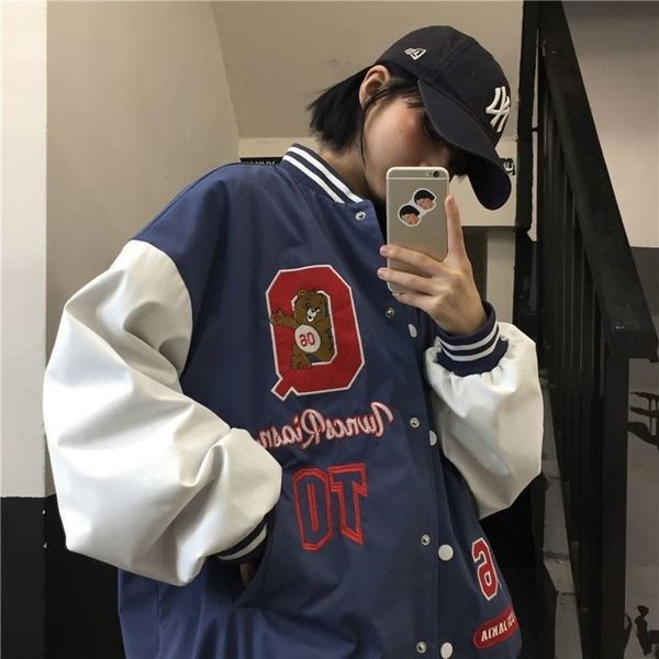 vintage bear letters baseball et coat women oversized 2021 spring new harajuku korean style loose outerwear cool girls ins, Black;brown
vintage bear letters baseball et coat women oversized 2021 spring new harajuku korean style loose outerwear cool girls ins, Black;brown