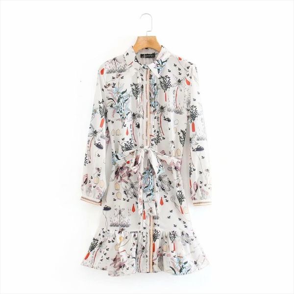 fashion flower print bow womens dress sashes shirt chic long sleeve hem ruffles vestidos casual button dresses ds3823, Black;gray
fashion flower print bow womens dress sashes shirt chic long sleeve hem ruffles vestidos casual button dresses ds3823, Black;gray