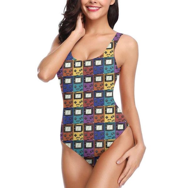 women's swimwear women 2021 bikinis retro game swimsuit one piece video 80s for, White;black
women's swimwear women 2021 bikinis retro game swimsuit one piece video 80s for, White;black