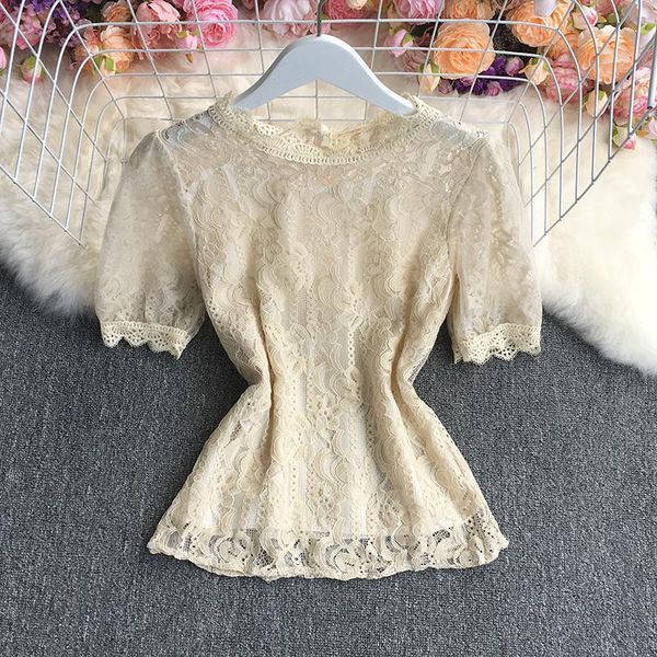 women's blouses & shirts fitaylor summer women elegant lace floral o-neck solid color short blouse sleeve slim white lady
women's blouses & shirts fitaylor summer women elegant lace floral o-neck solid color short blouse sleeve slim white lady