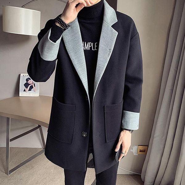 men's trench coats gothic windbreaker autumn and winter coat korean patchwork mid-length woolen all-match, Tan;black
men's trench coats gothic windbreaker autumn and winter coat korean patchwork mid-length woolen all-match, Tan;black