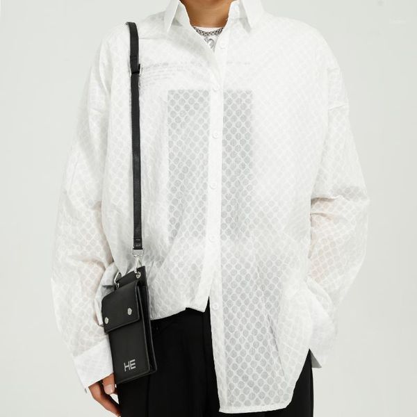 lightweight oversized shirts men white button up see through polka dot long sleeve shirt mens clothes korean style green men's casual, White;black
lightweight oversized shirts men white button up see through polka dot long sleeve shirt mens clothes korean style green men's casual, White;black