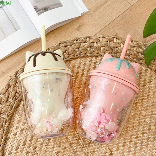 mugs 250ml cartoon double plastic sakura cup cat claw with lid straw juice milk kid's valentine's day coffee tableware
mugs 250ml cartoon double plastic sakura cup cat claw with lid straw juice milk kid's valentine's day coffee tableware