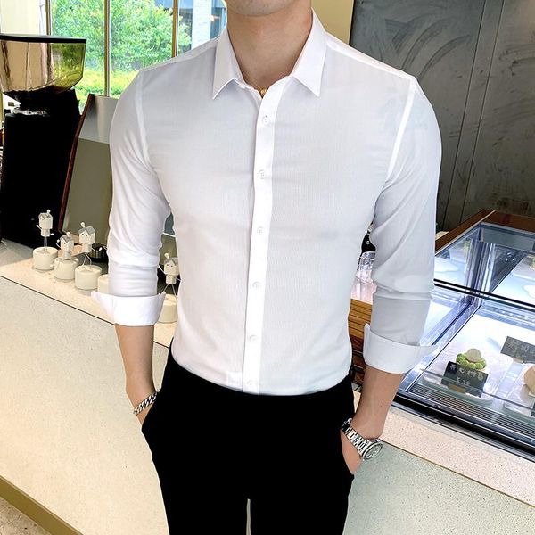 men's casual shirts black shirt long-sleeved business formal wear slim korean style trendy handsome suit white, White;black
men's casual shirts black shirt long-sleeved business formal wear slim korean style trendy handsome suit white, White;black