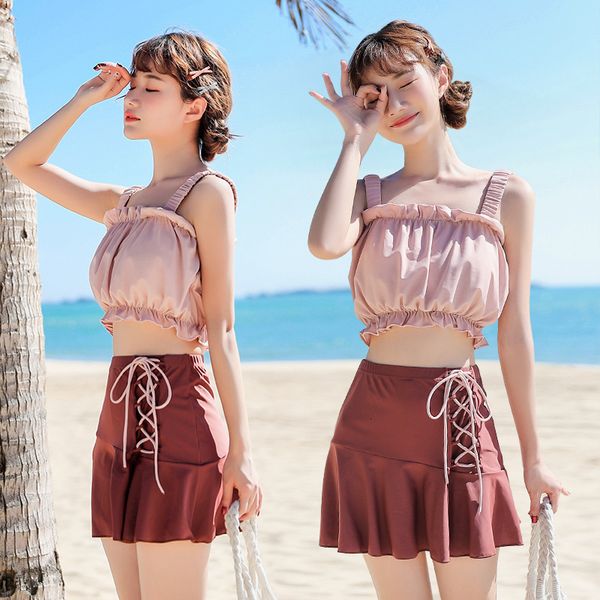 swimsuit girl 2021 new split skirt fairy cute girl student cute spring swimsuit, Red;black
swimsuit girl 2021 new split skirt fairy cute girl student cute spring swimsuit, Red;black