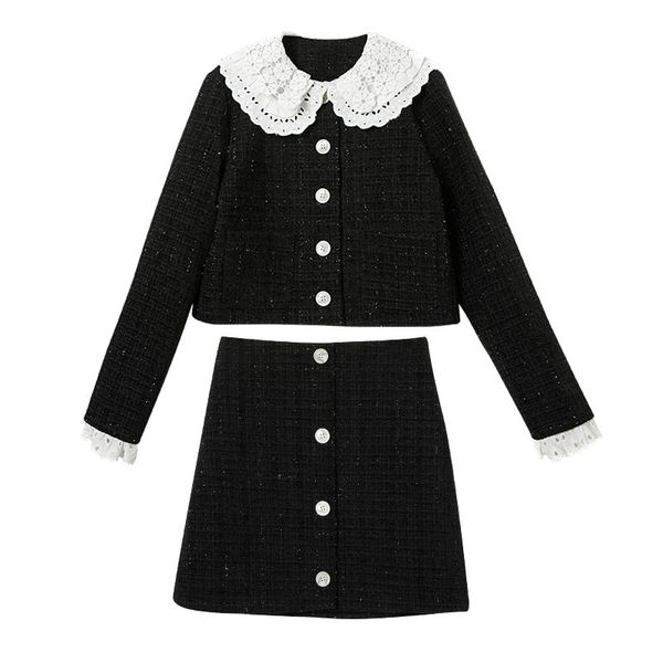 spring autumn tweed jacket outwear mini skirt two pieces set women button chic elegant peter pan collar lace t0464 210514, White
spring autumn tweed jacket outwear mini skirt two pieces set women button chic elegant peter pan collar lace t0464 210514, White