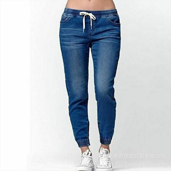 casual jogger pants elastic women jeans skinny pencil leggings high waist womens denim drawstring, Blue
casual jogger pants elastic women jeans skinny pencil leggings high waist womens denim drawstring, Blue