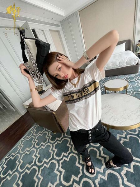 spring and summer women's t shirt leopard print embroidery casual round neck short-sleeved t-shirt women, White;black
spring and summer women's t shirt leopard print embroidery casual round neck short-sleeved t-shirt women, White;black