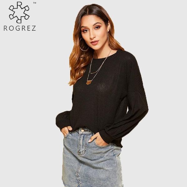 women's sweaters rogrez autumn winter black white lantern long sleeve for women o neck striped casual knitted cotton pullovers, White;black
women's sweaters rogrez autumn winter black white lantern long sleeve for women o neck striped casual knitted cotton pullovers, White;black