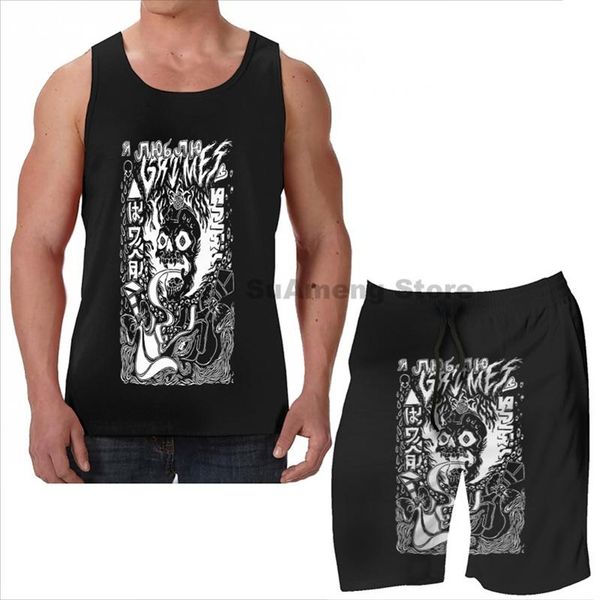 men's tracksuits summer funny print men tank women grimes visions inverted occult beach shorts sets fitness vest, Gray
men's tracksuits summer funny print men tank women grimes visions inverted occult beach shorts sets fitness vest, Gray