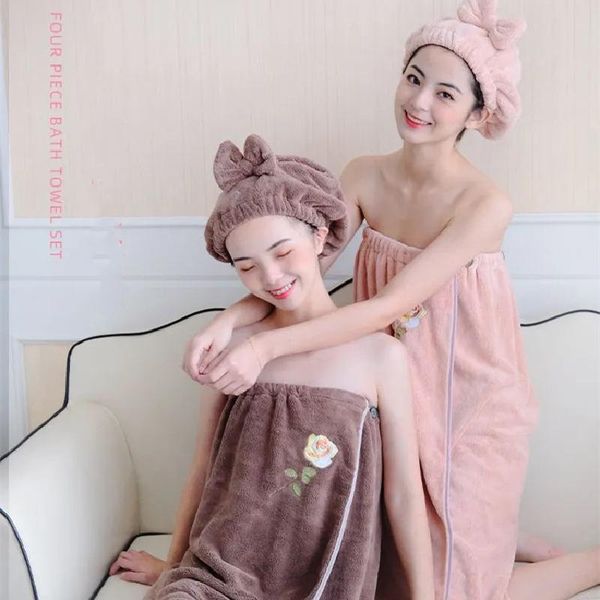 towel 4pcs/set wearable embroidery bath sling skirt quick-drying suit bathrobe+hair dryer cap+towel+hairband spa
towel 4pcs/set wearable embroidery bath sling skirt quick-drying suit bathrobe+hair dryer cap+towel+hairband spa