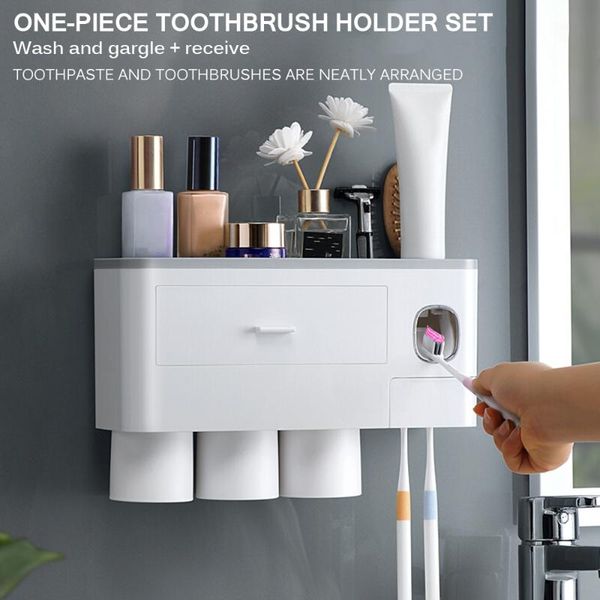 bath accessory set mutifunctional magnetic toothbrush holder with toothpaste squeezer cups storage rack nail mount for bathroom accesso
bath accessory set mutifunctional magnetic toothbrush holder with toothpaste squeezer cups storage rack nail mount for bathroom accesso