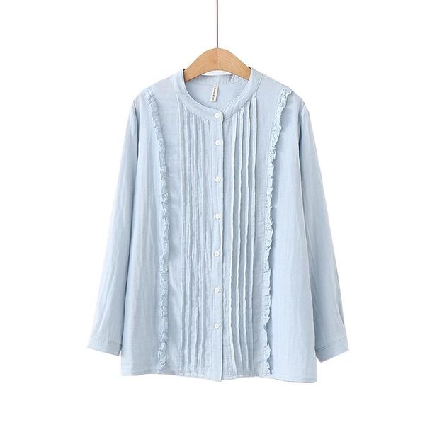 women's blouses & shirts long-sleeved solid color organ lace cotton shirt autumn style stand-up collar loose top, White
women's blouses & shirts long-sleeved solid color organ lace cotton shirt autumn style stand-up collar loose top, White