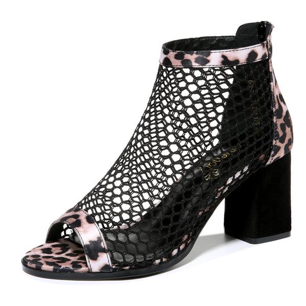 sandals fashion women genuine leather shoes summer air mesh leopard print heels 3-5, Black
sandals fashion women genuine leather shoes summer air mesh leopard print heels 3-5, Black