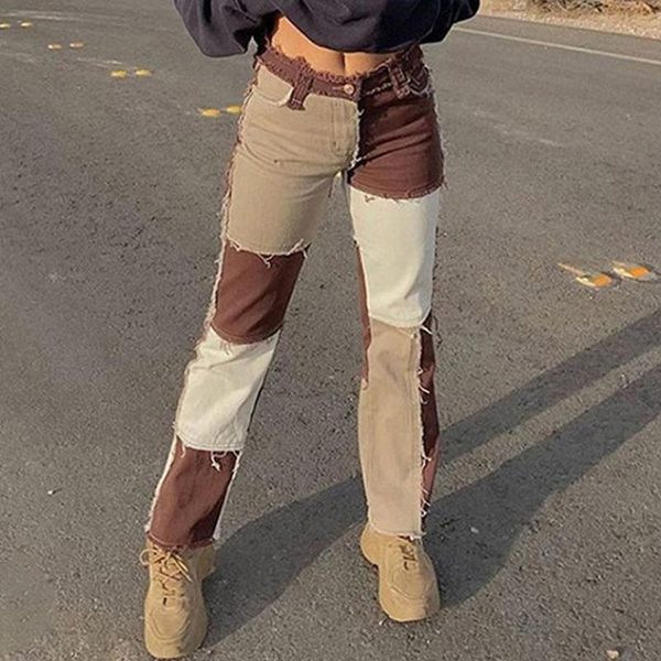women's jeans autumn brown women cowboy striped patchwork street casual hip hop high waist loose straight fashion pants, Blue
women's jeans autumn brown women cowboy striped patchwork street casual hip hop high waist loose straight fashion pants, Blue