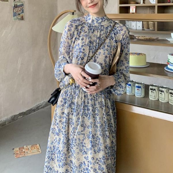 casual dresses elegant floral long dress women french vintage gothic evening party korean fashion one piece 2021 autumn, Black;gray 
casual dresses elegant floral long dress women french vintage gothic evening party korean fashion one piece 2021 autumn, Black;gray