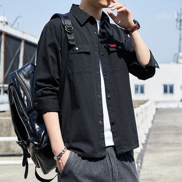 men's casual shirts shirt korean fashion handsome autumn long-sleeved coat men, White;black
men's casual shirts shirt korean fashion handsome autumn long-sleeved coat men, White;black