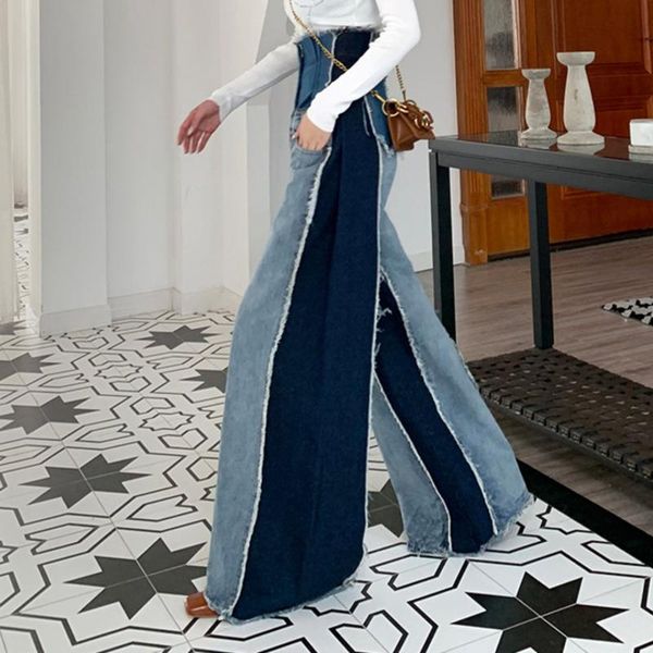 women's pants & capris 2021 summer high waist tassels dark blue patchwork wide legs contrast colors denim trouser fashion k079, Black;white
women's pants & capris 2021 summer high waist tassels dark blue patchwork wide legs contrast colors denim trouser fashion k079, Black;white