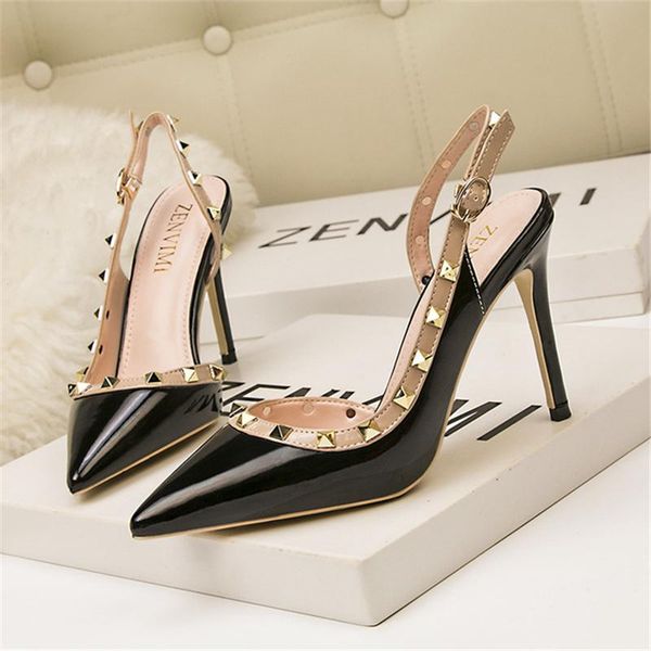 dress shoes women's sandals summer simple fashion nightclub stiletto high heel shallow mouth pointed rivet hollow female, Black
dress shoes women's sandals summer simple fashion nightclub stiletto high heel shallow mouth pointed rivet hollow female, Black