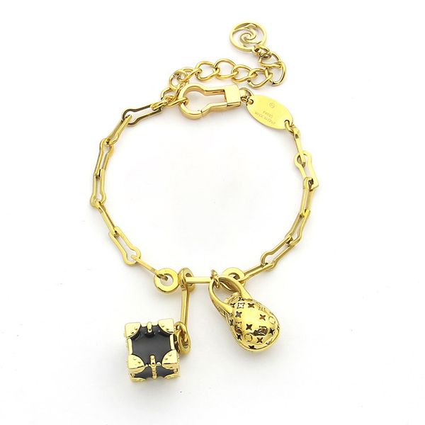 new fashion brand bracelet 316l titanium steel bracelet double pendant bracelet come with box suitable for couples gifts, Black
new fashion brand bracelet 316l titanium steel bracelet double pendant bracelet come with box suitable for couples gifts, Black