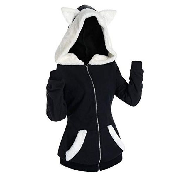 casual retro cat ear hoodies for womens, vintage plush long sleeve loose pullover zip up jacket sweatshirt, Black
casual retro cat ear hoodies for womens, vintage plush long sleeve loose pullover zip up jacket sweatshirt, Black