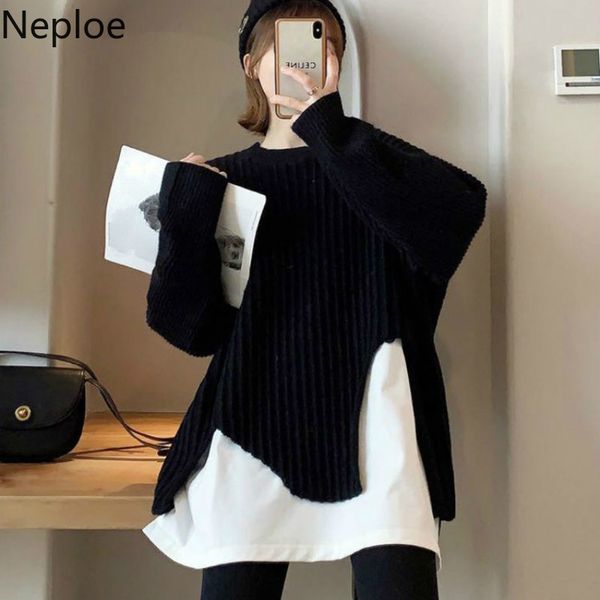 neploe patchwork fake two sweater women o-neck long sleeve loose knitted pullovers coat korean fashion jumpet femme 4g755 210422, White;black
neploe patchwork fake two sweater women o-neck long sleeve loose knitted pullovers coat korean fashion jumpet femme 4g755 210422, White;black