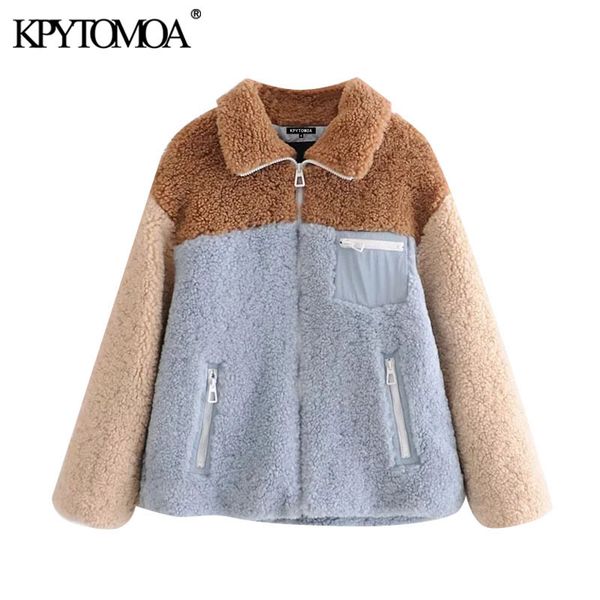 women fashion thick warm faux fur patchwork jacket coat vintage long sleeve pockets female outerwear chic 210416, Black;brown
women fashion thick warm faux fur patchwork jacket coat vintage long sleeve pockets female outerwear chic 210416, Black;brown