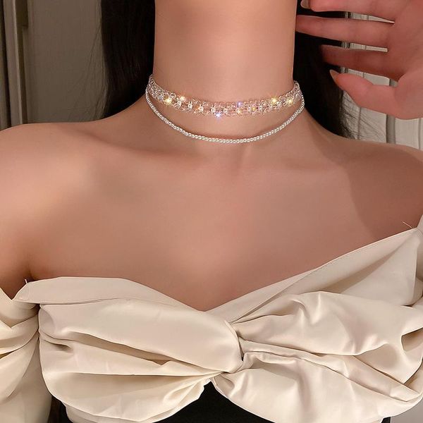 chains korean version dongdae door hip-hop personality pearl crystal double necklace collarbone chain choker web celebrity temper, Silver
chains korean version dongdae door hip-hop personality pearl crystal double necklace collarbone chain choker web celebrity temper, Silver
