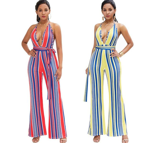 women's jumpsuits & rompers summer bodycon deep v-neck strappy sleeveless halter backless stripe women party clubwear wide leg overalls, Black;white
women's jumpsuits & rompers summer bodycon deep v-neck strappy sleeveless halter backless stripe women party clubwear wide leg overalls, Black;white