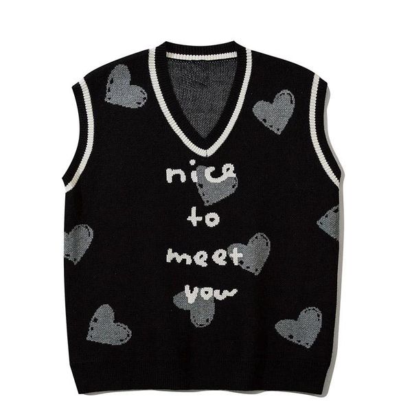 men's vests fashion high street knitted sweater vest men letters heart sleeveless pullover harajuku casual loose couple streetwear 202, Black;white
men's vests fashion high street knitted sweater vest men letters heart sleeveless pullover harajuku casual loose couple streetwear 202, Black;white