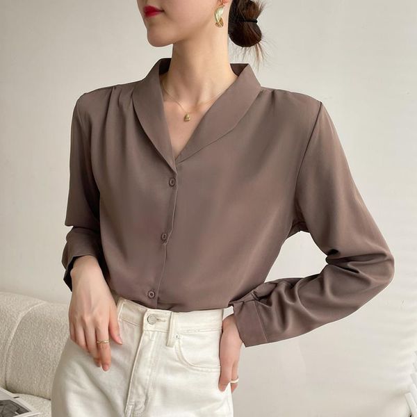 women's blouses & shirts chemisier femme chic button up shirt women 2021 korean fashion autumn office ladies chiffon long sleeve elegan, White
women's blouses & shirts chemisier femme chic button up shirt women 2021 korean fashion autumn office ladies chiffon long sleeve elegan, White
