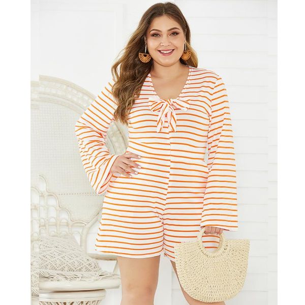 women rompers striped loose casual jumpsuit v neck bow elegant ladies playsuit female woman clothing xq258 women's pants & capris, Black;white
women rompers striped loose casual jumpsuit v neck bow elegant ladies playsuit female woman clothing xq258 women's pants & capris, Black;white