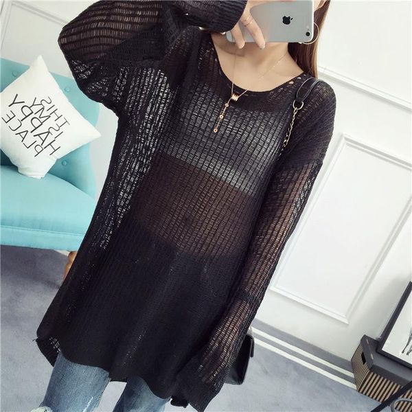 women's sweaters 2021 summer women long sleeve hollow out solid casual thin loose pullovers sweater, White;black
women's sweaters 2021 summer women long sleeve hollow out solid casual thin loose pullovers sweater, White;black