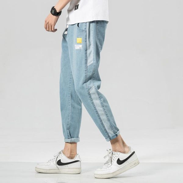 men's jeans breathable fashion pants warm men solid straight print mid waist button trousers, Blue
men's jeans breathable fashion pants warm men solid straight print mid waist button trousers, Blue
