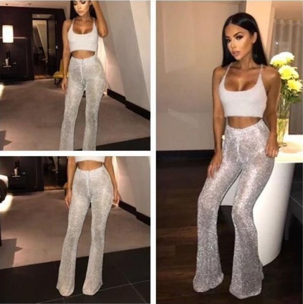 women's pants & capris women silver glitter high waist casual trousers fashion breathing sheath tensile crochet bell-bottom, Black;white
women's pants & capris women silver glitter high waist casual trousers fashion breathing sheath tensile crochet bell-bottom, Black;white