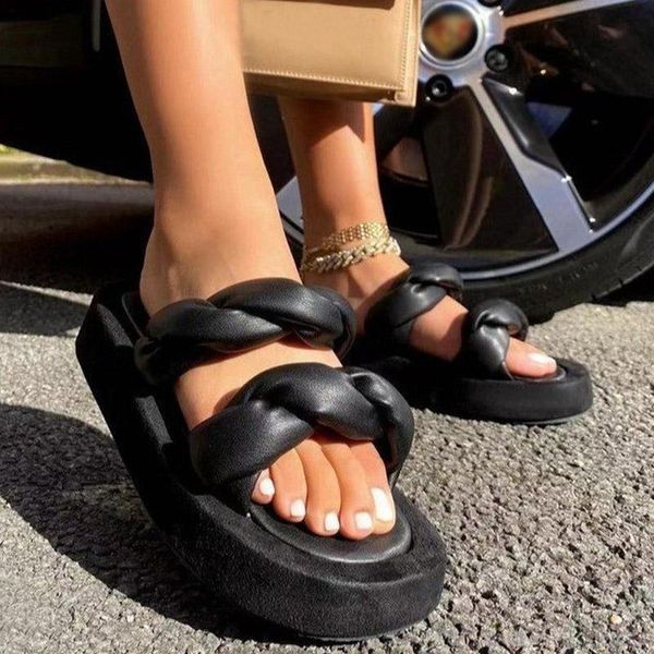 slippers 2021 women's flat solid plus size pleated ladies shoes outdoor fashion thick bottomwomen sandals comfortable rome, Black
slippers 2021 women's flat solid plus size pleated ladies shoes outdoor fashion thick bottomwomen sandals comfortable rome, Black