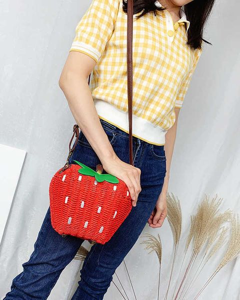 strawberry straw shoulder bags female summer beach purses and handbags women clutch bag vintage rattan weave handmade fashion c0601
strawberry straw shoulder bags female summer beach purses and handbags women clutch bag vintage rattan weave handmade fashion c0601