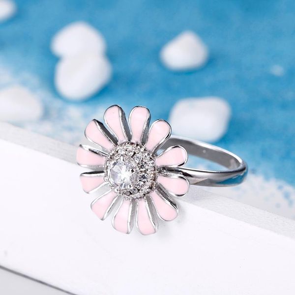 cluster rings 100% 925 sterling silver fashion rotatable pink sunflower shiny crystal ladies`party ring jewelry female open finger gift, Golden;silver
cluster rings 100% 925 sterling silver fashion rotatable pink sunflower shiny crystal ladies`party ring jewelry female open finger gift, Golden;silver