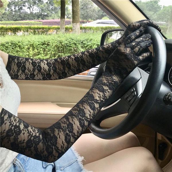 five fingers gloves summer thin transparent long lace black red women white for accessories full finger, Blue;gray
five fingers gloves summer thin transparent long lace black red women white for accessories full finger, Blue;gray