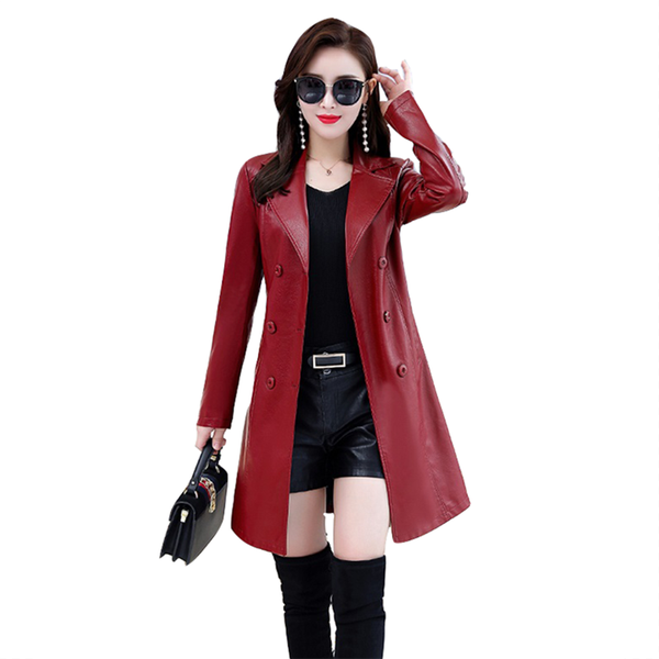 women's leather & faux genuine coat mid-length autumn winter windbreaker plus size slim was thin jacket overcoat, Black
women's leather & faux genuine coat mid-length autumn winter windbreaker plus size slim was thin jacket overcoat, Black