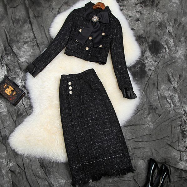 two piece dress autumn european and american women's wear long sleeve studded bow coat skirts fashionable bright silk tweed suit 23i5, White
two piece dress autumn european and american women's wear long sleeve studded bow coat skirts fashionable bright silk tweed suit 23i5, White