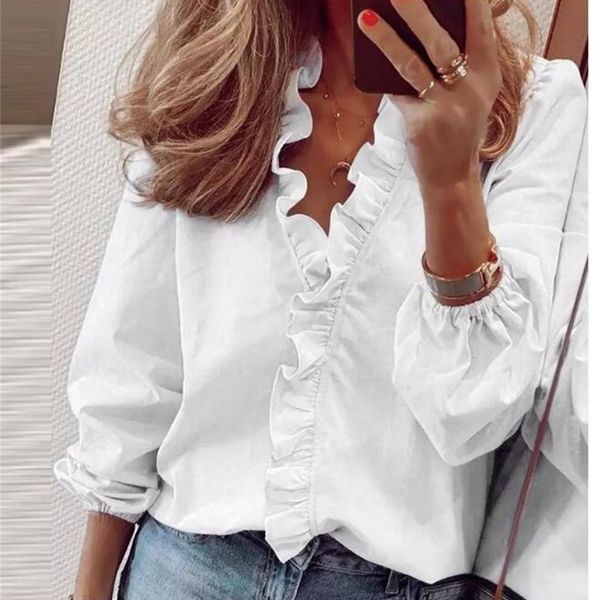 blouse shirts office lady spring summer print long sleeve ruffle women blouses v-neck pullover 220312, White
blouse shirts office lady spring summer print long sleeve ruffle women blouses v-neck pullover 220312, White
